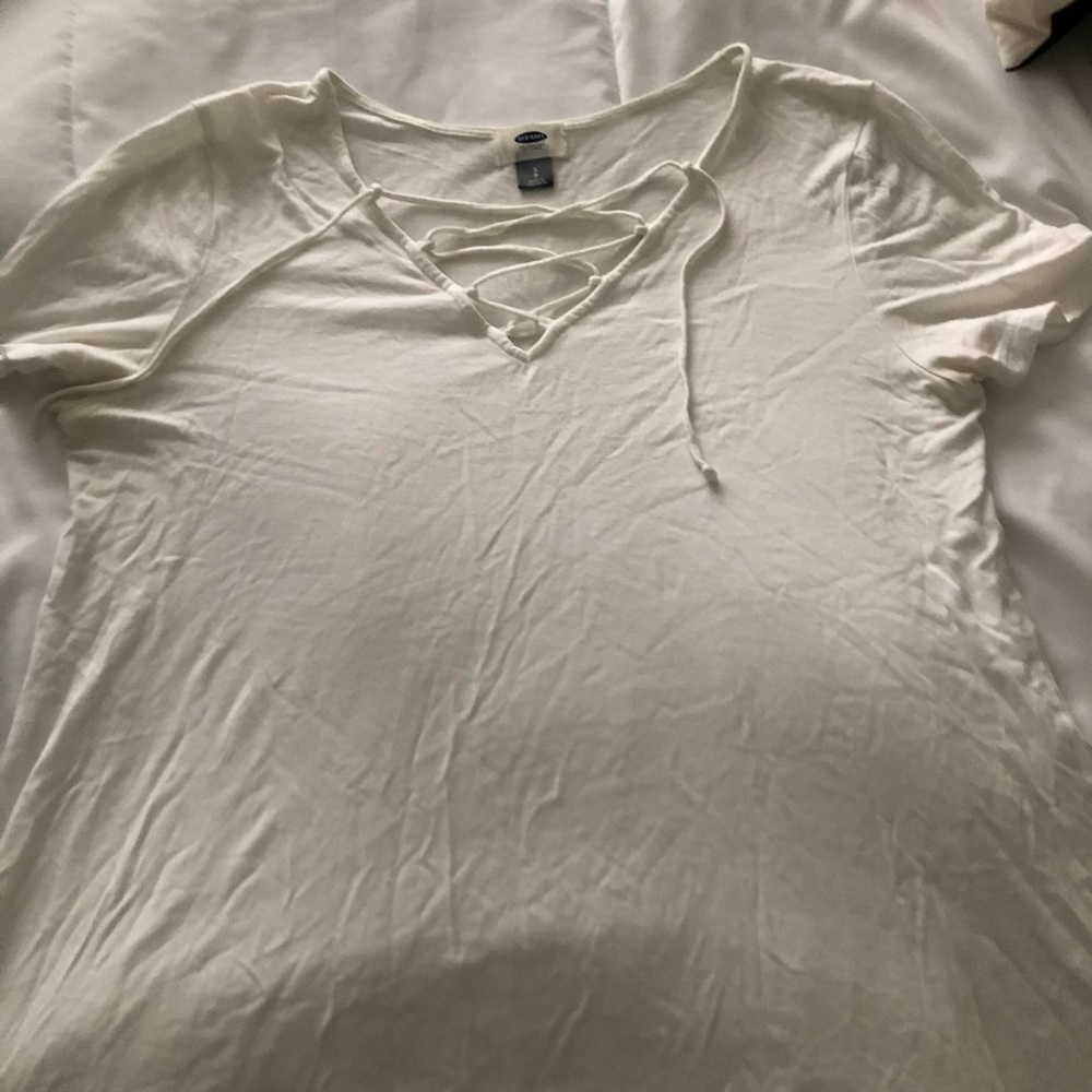 Cute white lace up shirt